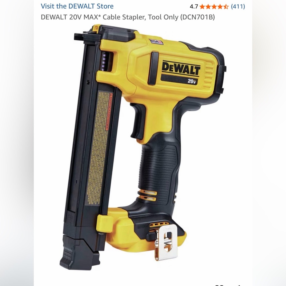 BRAND NEW DEWALT 20V Cable Stapler - Yellow/Black + Staples (540 qty)